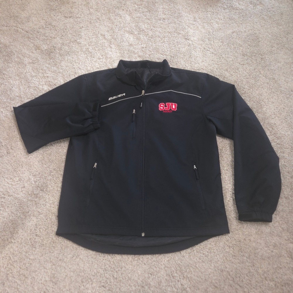 Bauer Jacket Mens Medium Black Team Midweight Warm-Up SJU Hockey‎ Vented Zip